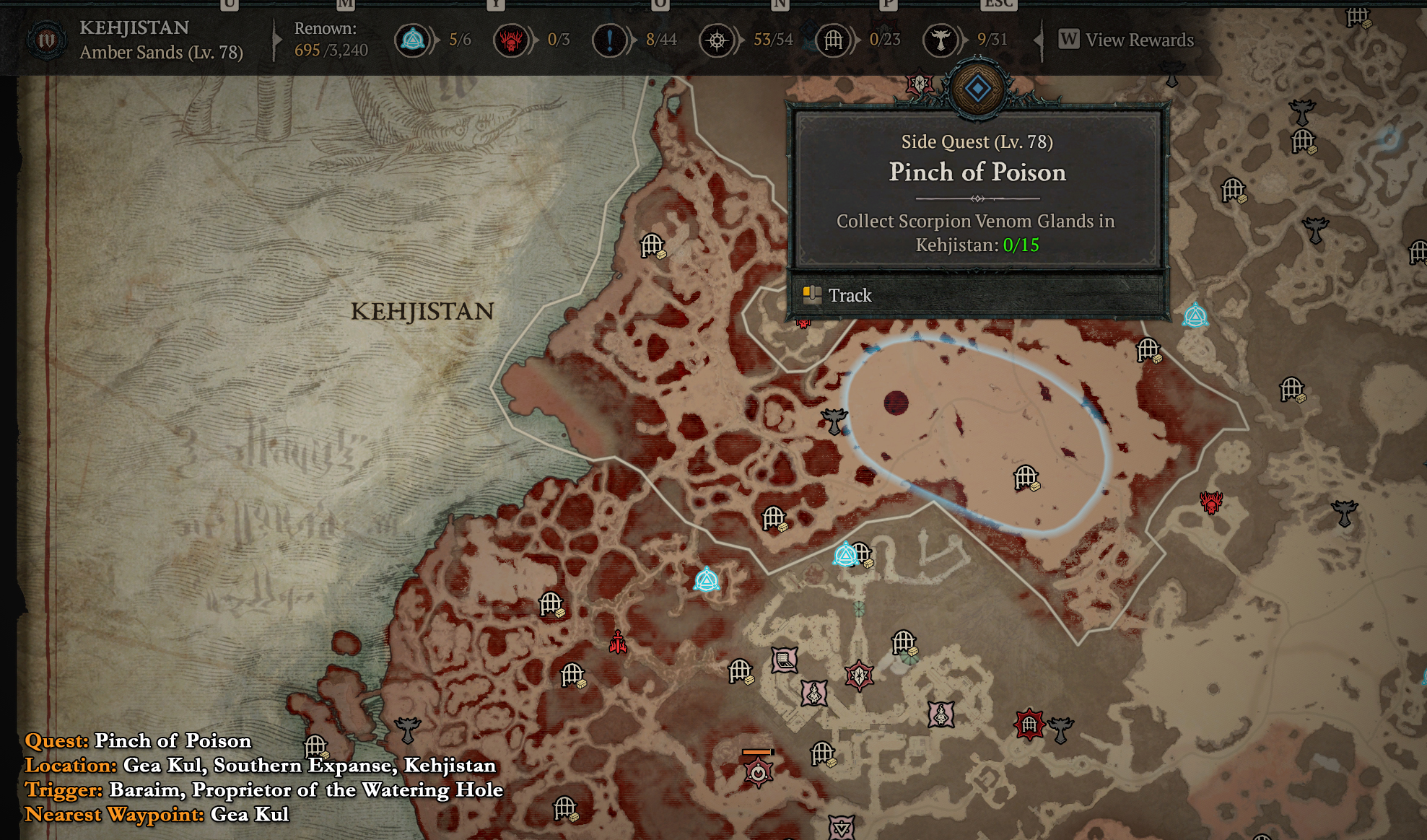 Pinch of Poison Quest Farming Area