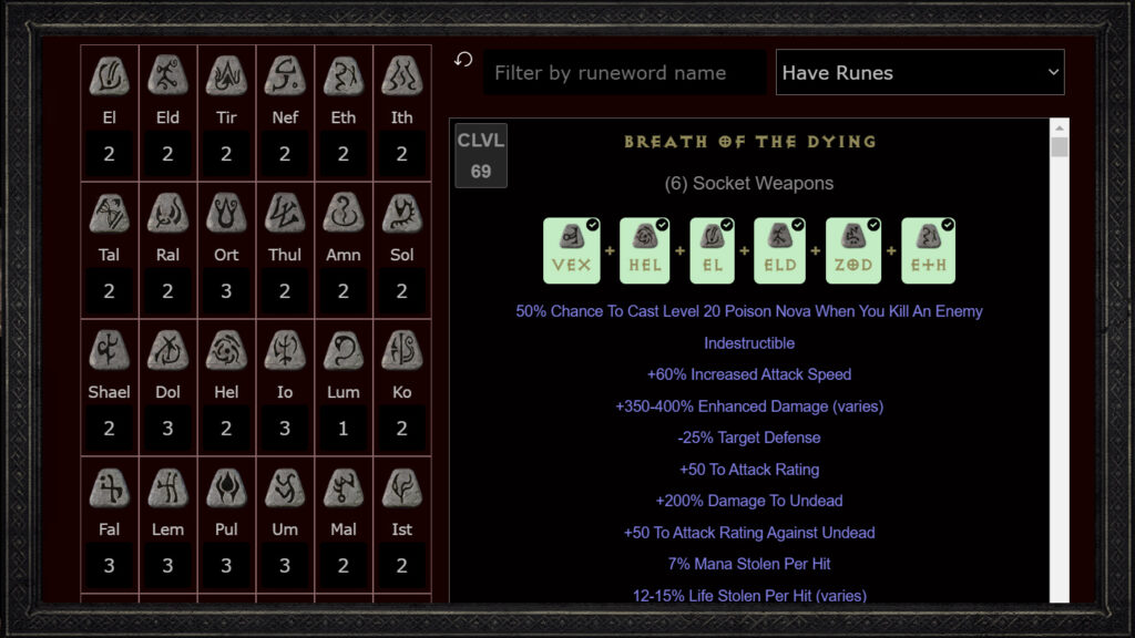 New Diablo 2 Runeword Calculator Launched PureDiablo